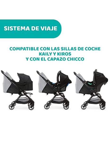 Chicco We Ultra-Light Folding Pushchair from 0 Months to 22 kg, Reclining Travel Pushchair with Sleeping Position, Padded Shoulder Straps, Compact Closure, Cover and Rain Protection - Cool Grey