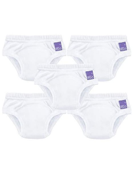 Bambino Mio, Reusable Potty Training Pants for Boys and Girls, 5 Pack, White, 3+ Years