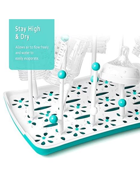 Termichy Baby Bottle Drying Rack with Removable Water Tray Countertop Bottle Holder for Baby and Toddler (Blue)