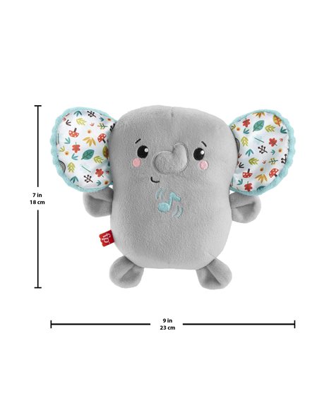 Fisher-Price Plush Elephant Baby Toy, Portable Sound Machine with Music and Vibrations for Newborn Babies, Calming Vibes Soother, HML65