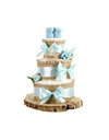 All Jute Nappy Cake for Birth (3-Tier, Blue)
