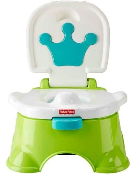 Fisher-Price Royal Stepstool Potty, green, toddler toilet potty training chair with music and sounds, DLT00