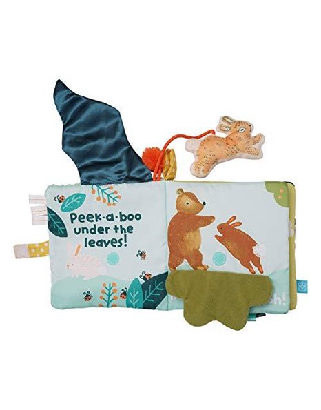 Manhattan Toy 161130 Fairytale Peek-a-Boo Soft Activity Crinkle Book for Baby & Toddler with Tethered Bunny Squeaker, Multicolour