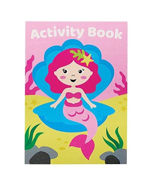 Baker Ross FC954 Mermaid Mini Activity Books for Kids - Pack of 12, Entertaining Travel Activities, Party Favours, and Colouring Books for Children