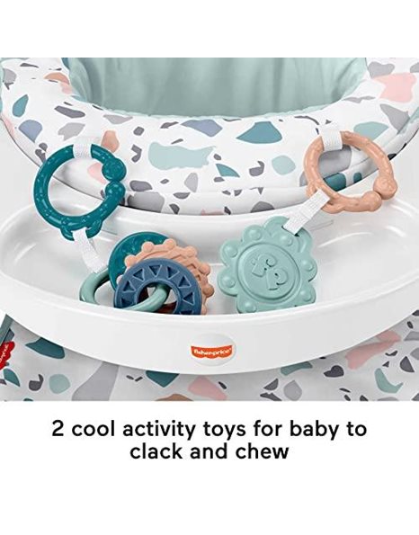 Fisher-Price Portable Baby Chair with Tray and 2 Baby Toys, Sit-Me-Up Floor Seat, Pacific Pebble, HPF45