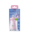 Chicco Natural Feeling Anti-Colic Baby Bottle 6+ Months 330 ml, Baby Bottle with Soft and Flexible Silicone Teat, Suitable for Breastfeeding, Pink