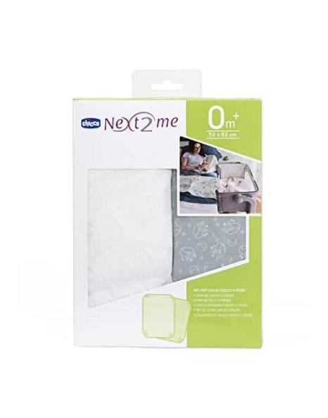 Chicco Next2Me Sheets (pack of 2), Grey Fox | 100% soft cotton