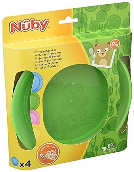 Nuby ID65670 Baby Food Dish Pack of 4 Patterned