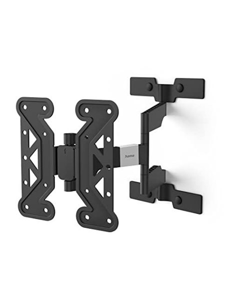 Hama TV Wall Mount Swivelling, Tiltable, Slim (TV Wall Mount 19-48 Inches, VESA 100 x 100 to VESA 200 x 200, up to 25 kg, 3 Joints, Extendable Bracket, with Fischer Dowels and Drilling Template) Black