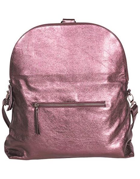 Clairefontaine - Ref 400033C - Elishella Leather Backpack/Shoulder Bag (2 In 1) - 38 x 10.5 x 30cm, Made From Genuine Lambskin Leather, Metal Zip With Leather Puller - Cherry