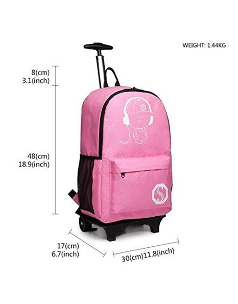 Kono Children Luggage Suitcase Luminous Music Kids Laptop Backpack Cabin Wheeled Travel Business Wheeled Rolling Trolley Hand Case 25L