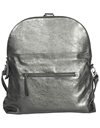 Clairefontaine - Ref 400035C - Elishella Leather Backpack/Shoulder Bag (2 In 1) - 38 x 10.5 x 30cm, Made From Genuine Lambskin Leather, Metal Zip With Leather Puller - Graphite
