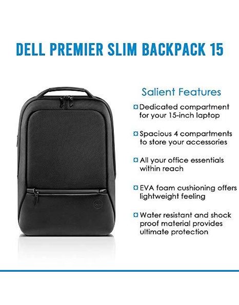 Dell Premier Slim Backpack 15 PE1520PS Fits Most Laptops up to 15 inch