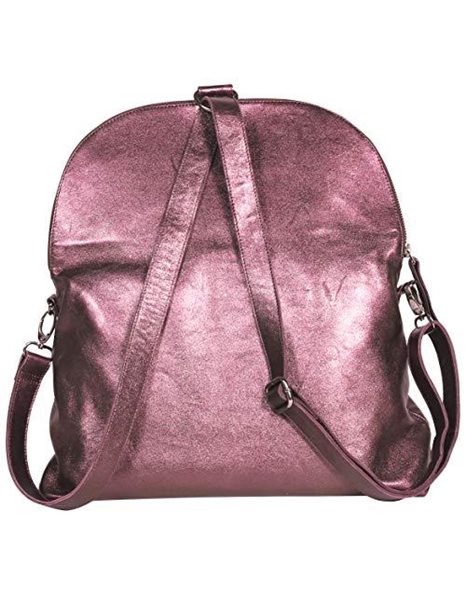 Clairefontaine - Ref 400033C - Elishella Leather Backpack/Shoulder Bag (2 In 1) - 38 x 10.5 x 30cm, Made From Genuine Lambskin Leather, Metal Zip With Leather Puller - Cherry