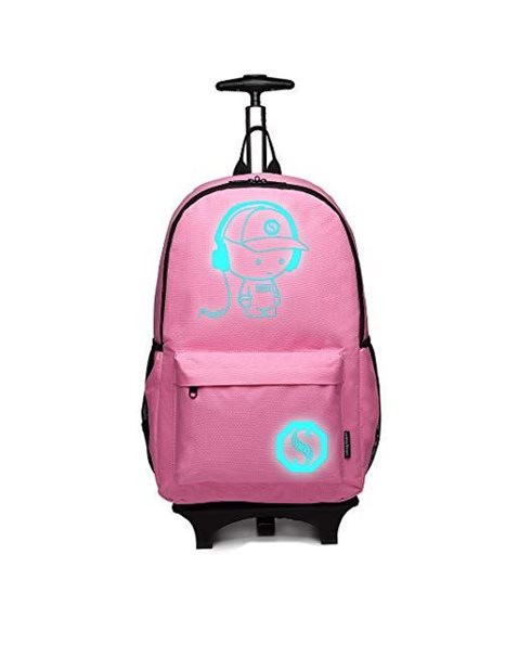 Kono Children Luggage Suitcase Luminous Music Kids Laptop Backpack Cabin Wheeled Travel Business Wheeled Rolling Trolley Hand Case 25L