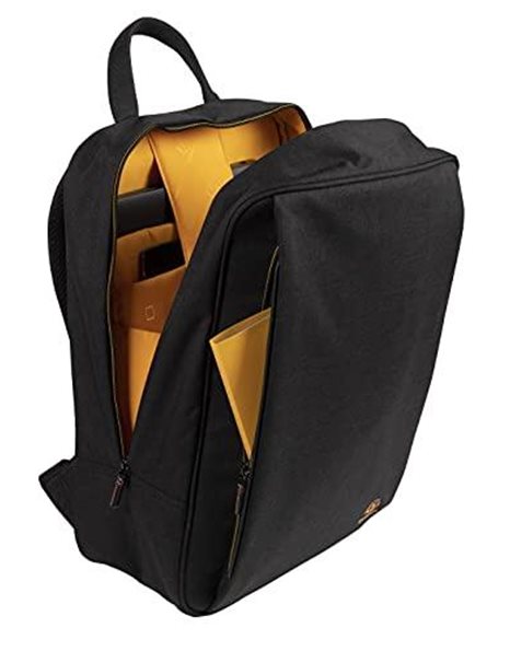 Exacompta - Ref 17934E - Exactive - Smart Lightweight Backpack - 320 x 410 x 150mm in SIze, Padded Compartment for a 14" Laptop or Tablet, Made from a Water Repellent Polyester - Black
