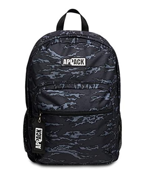Appack Double Compartment Backpack, Black, Front Pocket, School and Leisure