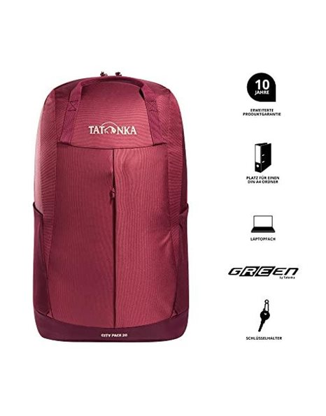 Tatonka City Pack 20 Backpack, Bordeaux Red/Dahlia, litres