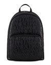 Armani Exchange Mens Essential, Jim, Sustainable, Embossed All Over Logo Backpack, Black, One Size