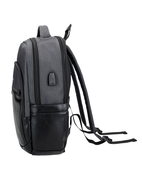 Pepe Jeans Greys Polyester Laptop Backpacks Black and Faux Leather Details, black, standard size, pc backpack