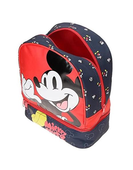 Disney Mickey Mouse Fashion Backpack with Snack Holder, Multicoloured, 23 x 28 x 13 cm, Microfibre, 8.37 L, Multicoloured, Backpack with Snack Holder