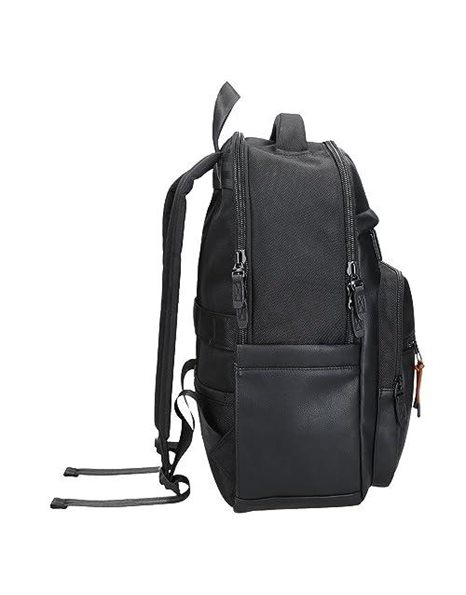 Pepe Jeans Egham Backpacks, Polyester and Faux Leather Detail, Black, black, standard size, Adjustable backpack
