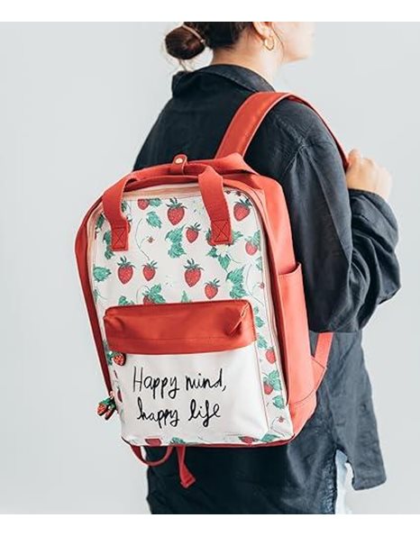 Grupo Erik Ana Marin Backpack | 37 x 33 x 12 cm - 14.6 x 13 x 4.7 inches | School Bag | Rucksack | Backpack For School | Cool Gifts | Strawberry Backpack