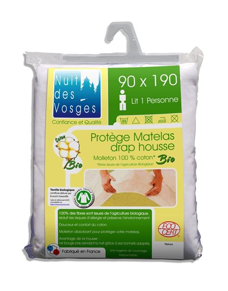 Nuit des Vosges 201911  Soft Mattress Protector, Organic Cotton, White, white, 90 x 190 cm