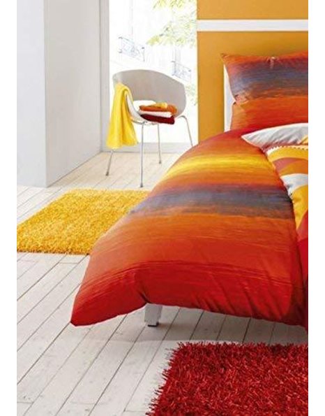 Kleine Wolke Chicago Bed Linen Set, mako satin, Red Cotton, red, 135 cm x 200 cm