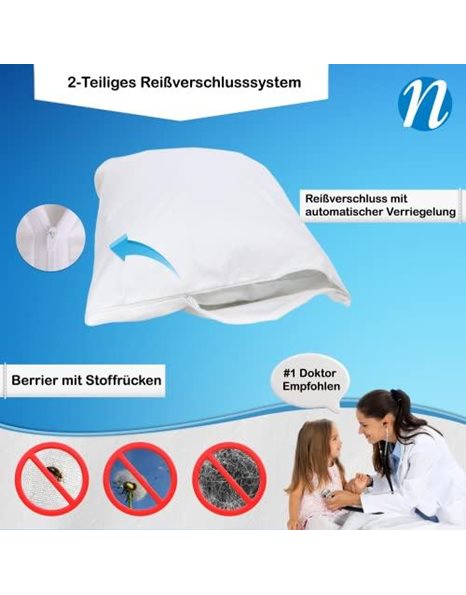 100% Cotton Dust Mite & Bed Bug Proof Pillow Protector 40x80