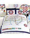 Rapport Home London Undgerground Tube Duvet Cover and Pillowcases Bedding Bed Set- Double, White