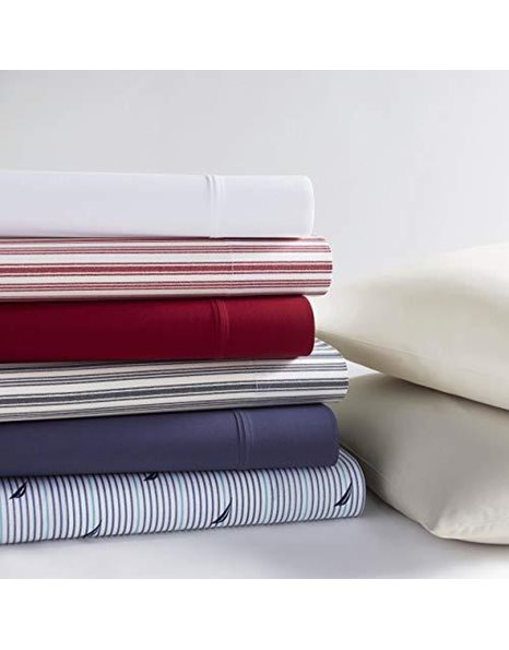 Nautica - Queen Sheets, Cotton Percale Bedding Set, Crisp & Cool, Stylish Home Decor (Solid White, Queen)