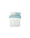 Dreamscene Bed Linen Set, Green Teal White Blue Floral Check, Single