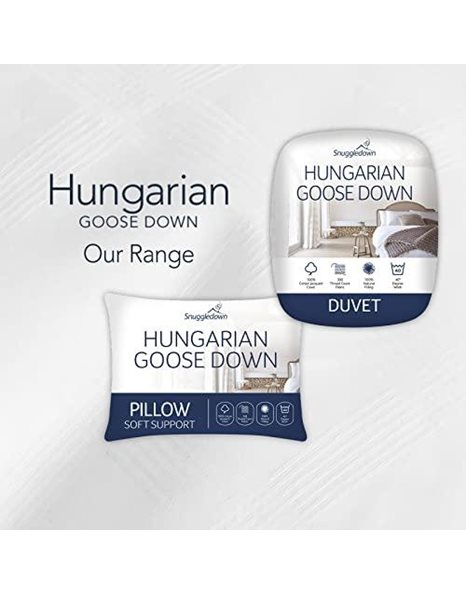 Snuggledown Hungarian Goose Down Super King Duvet - 4.5 Tog Premium Lightweight Cool Summer Quilt for Night Sweats - Soft Jacquard Cotton Cover, Hypoallergenic, Machine Washable, Size (260cm x 220cm)