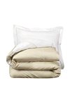 De Witte Lietaer Bumblebee Luxury Percale Duvet Cover Set + Pillow Cases, Cotton, White/Sand, 140 x 200 cm beige