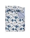 Sleepdown Duvet Cover Set - Blue - Inky Floral – Plain Reversible Quilt Cover Easy Care Bed Linen Soft Cosy Bedding Sets with Pillowcases - Super King (220cm x 260cm)