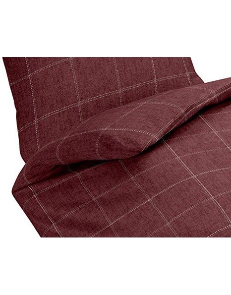fleuresse Flannelette Bed Linen 100% Cotton Colour 4 Checked/Red 135 x 200 cm