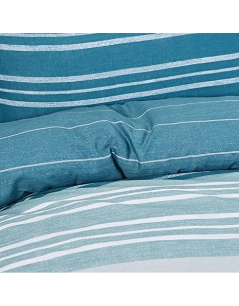 Sleepdown Single Duvet Reversible Bedding Set and Pillowcases, Cotton, Teal