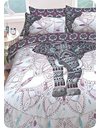 Sleepdown Elephant Mandala Purple Bed Reversable Quilt Duvet Cover Set Easy Care Anti-Allergic Soft and Smooth with Pillow Cases (King Size)