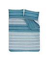 Sleepdown Duvet Cover Set - Teal - Textured Stripe - Reversible Quilt Cover Easy Care Bed Linen Soft Cosy Bedding Sets with Pillowcases - King (230cm x 220cm)