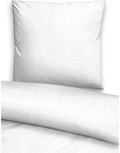 biberna 0676066 Bed Linen Set with Pillowcase GOTS Jacqaurd Satin 1 x 135 x 200 cm and 1 x 80 x 80 cm White