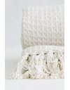 Emma Barclay Honeycomb - Recycled Cotton Plain Waffle Textured Chair Sofa Setee Throw Over Blanket in Ivory Cream - 50x60 (127x152cm)