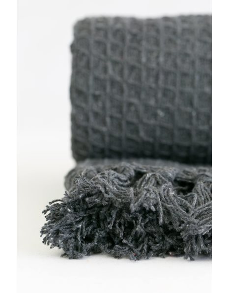 Emma Barclay Honeycomb - Recycled Cotton Plain Waffle Textured Chair Sofa Setee Throw Over Blanket in Charcoal Grey - 90x100 (228x254cm)