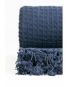 Emma Barclay Honeycomb - Recycled Cotton Plain Waffle Textured Chair Sofa Setee Throw Over Blanket in Navy Blue - 70x100 (178x254cm)