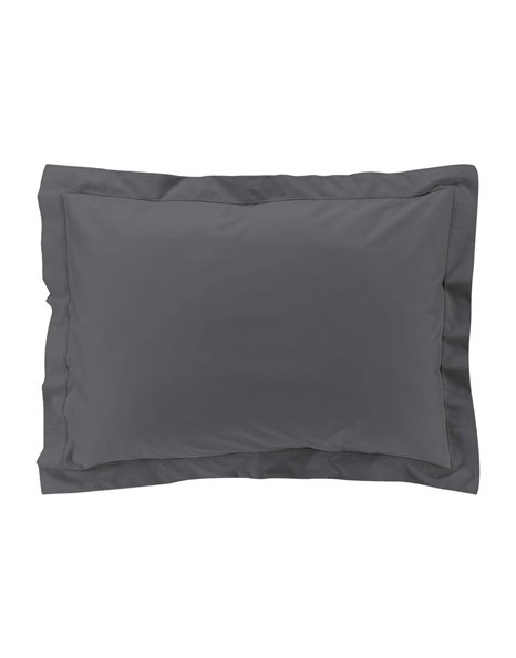 Douceur dInterieur Percaline Flat Ruffle Pillowcase, Anthracite, 50 x 70 cm