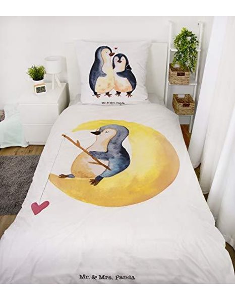 Herding Mr. & Mrs. Panda bedding set, Reversible motif, Pillow case 80 x 80cm, Duvet cover 135 x 200cm, Cotton/renforce, Multicoloured