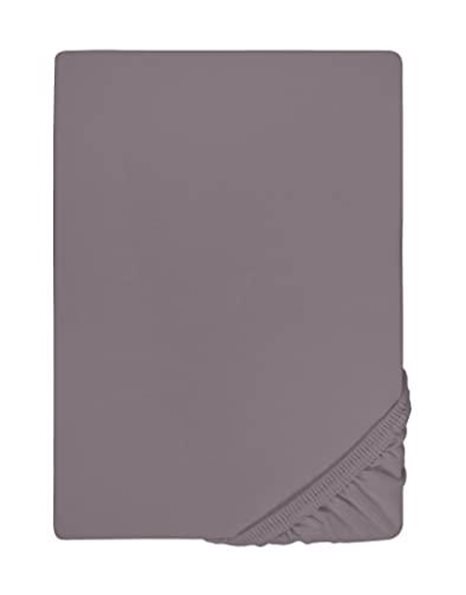 biberna 0077640 Fitted Sheet Boxspring Jersey Elastic (Mattress Height 25-40 cm) 1x 90 x 190 cm > 100 x 220 cm Silver/Grey