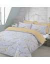 Dreamscene Spring Blossom Duvet Cover with Pillowcase Reversible Oriental Floral Bedding Set, Ochre Yellow Mustard Grey - 3 pieces, Double