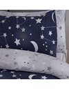 Dreamscene Moon Stars Galaxy Duvet Cover with Pillowcase Reversible Night Sky Bedding Set, Navy Blue Grey - Junior/Cot Bed Size