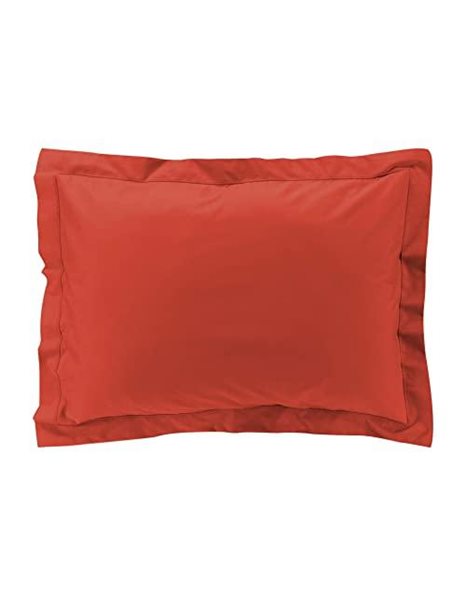 Douceur dInterieur Flat Frill Pillowcase, Cotton, Terracotta, 50 x 70 cm
